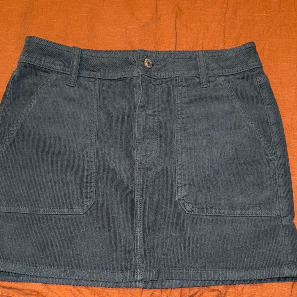 Dark green blue Corduroy Skirt